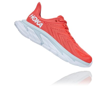 Hoka One One Clifton Edge Ženske Road Tekaški Čevlji Koralna / Bela SI-189534L